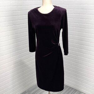 Connected Dress Women 8 Purple Velvet Rhinestone Faux Wrap Classic Formal VTG‎